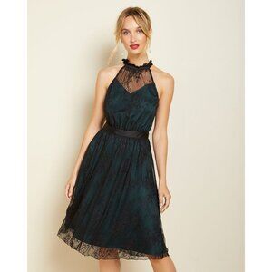 NEW RW and Co black lace halter fit n flare gown. Size 8